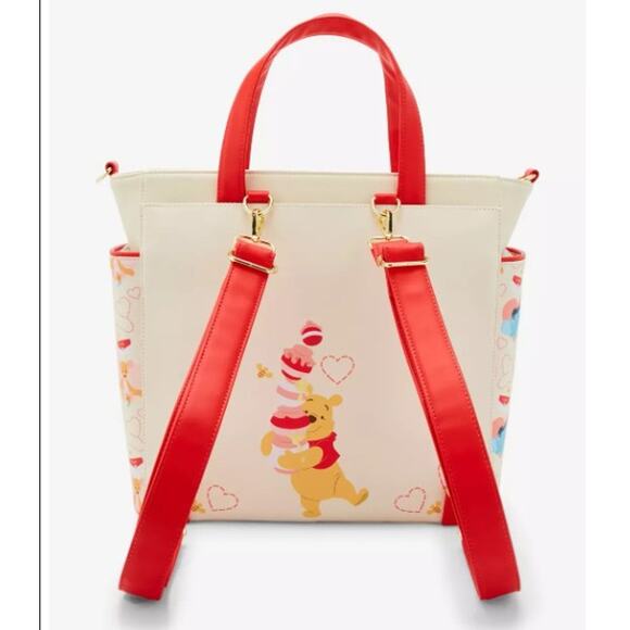 Loungefly Disney Winnie The Pooh Hearts Convertible Tote Bag NWT